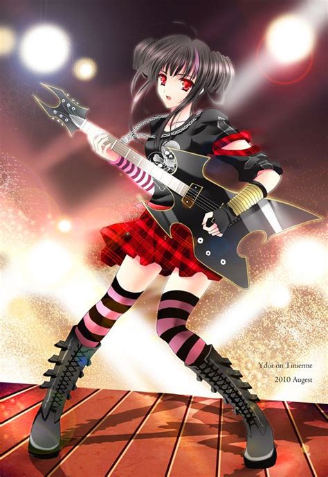 Rockstar Emo Anime Girl Moe Anime Manga Girl Anime Art Gothic Anime Rock Girl Girls Rock