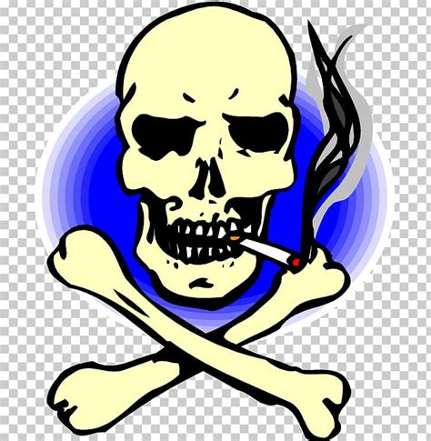 Skull And Crossbones Smoking Skull Of A Skeleton With Burning Cigarette