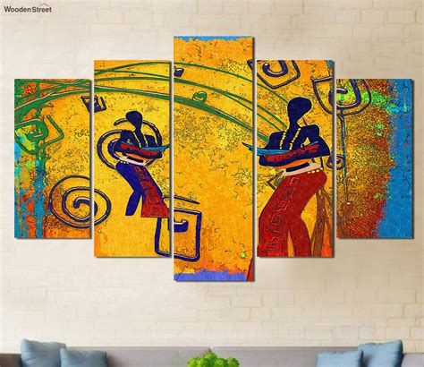 Buy Modern African Art Laminated 5 Panels Wall Art Online In India At