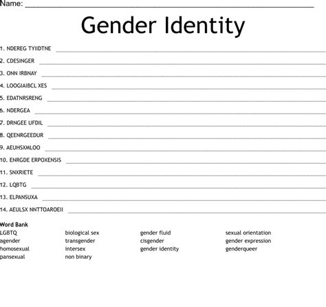 Gender Identity Word Scramble Wordmint