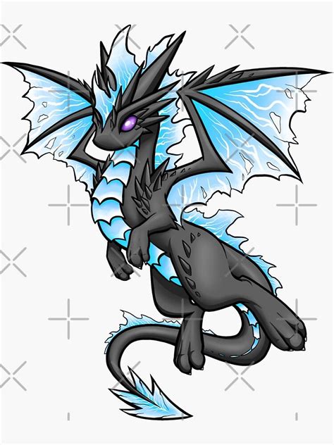 Blue Lightning Dragon Sticker By Rebecca Golins In 2021 Cute Dragon