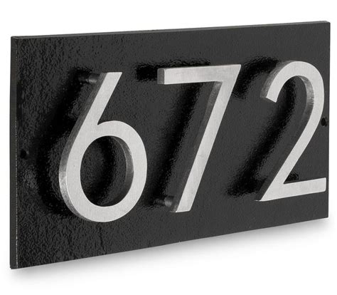 Floating House Number Plaque Shown In Black Background With Two Tone