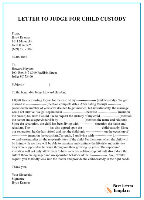 Format of character reference letter to judge. SAMPLE-LETTER-TO-JUDGE-FOR-CHILD-CUSTODY - Best Letter Template