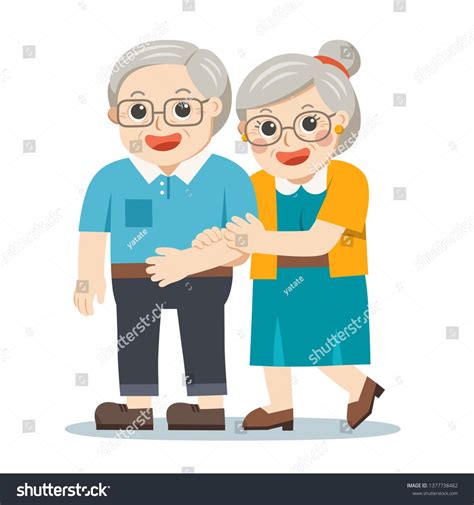Grandpa And Grandma Standing Together Two Old Persons Man And Woman Of