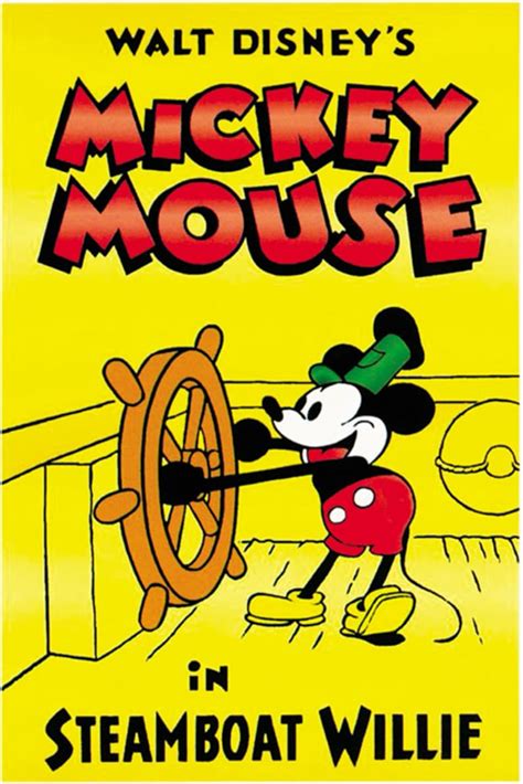 Steamboat Willie 1928 Mickey Mouse Disney Cartoon Poster Etsy