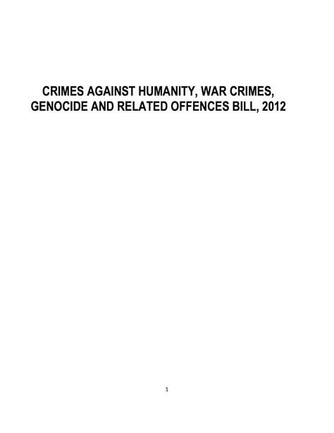 Crimes Against Humanity War Crimes Genocide And Related Offences Bill