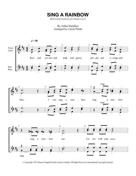 Sing A Rainbow Choral Pricing Free Music Sheet