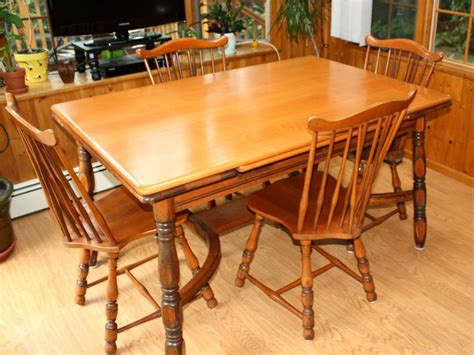The top of each chair is made of heavy duty plastic that can support weight up to 260 pounds. Vintage 1940s Traditional Solid Maple Dining Set, Table ...