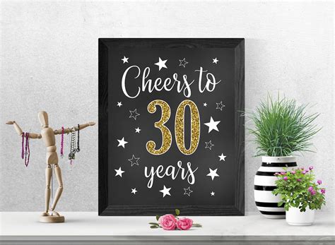 Cheers To 30 Years 30th Birthday Sign Happy 30th Birthday Etsy
