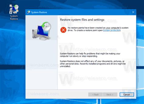 Create System Restore Wizard Shortcut In Windows 10