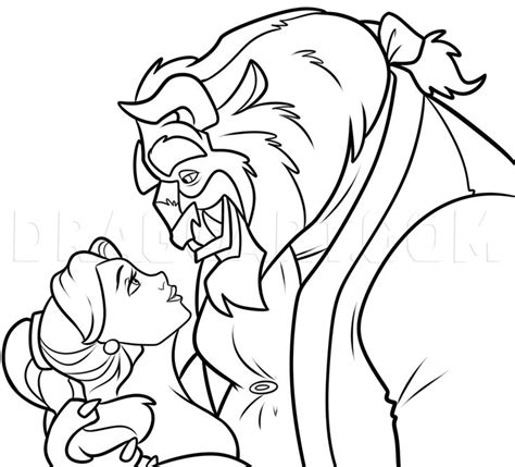 How To Draw Belle And Beast By Dawn Beauty And The