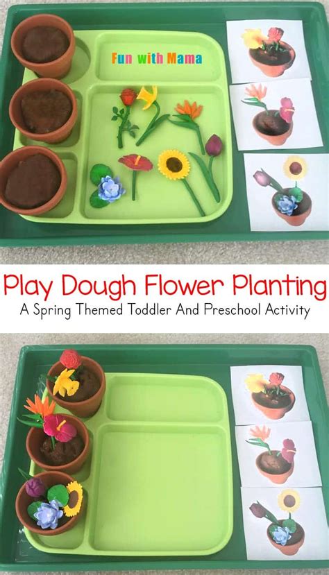 Preschool Spring Flower Planting Play Dough Activity