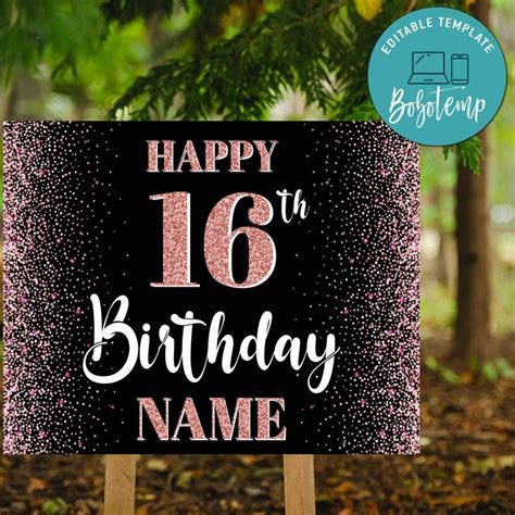 Something exciting will be in your inbox soon. Personalized Rose Gold 16th Happy Birthday Yard Sign ...