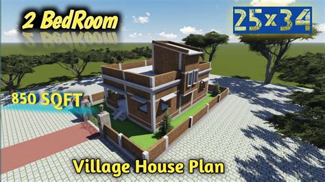 850 Sqft House Plan With 2 Bedrooms 25x34 Ghar Ka Naksha 25x34