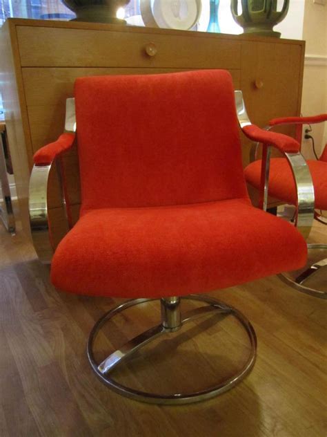 Steelcase Co Chrome Steelcase Swivel Lounge Chairs Mid Century
