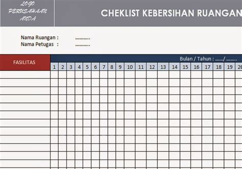 Form Checklist Kebersihan Ruangan