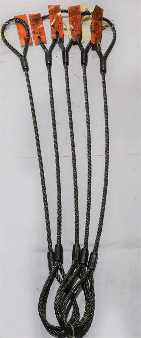 12″ X 4′ Wire Rope Slings W 6″ Eyes Rated 5000 Lbs Wll Nsn 4010 01