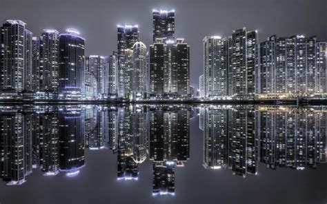 Landscape South Korea Skyscraper Cityscape Reflection Urban