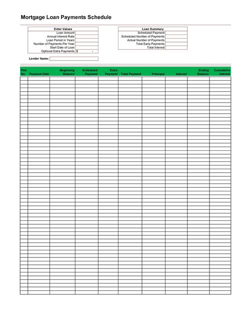 Mortgage Payment Excel Template Excel Templates