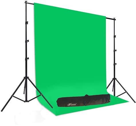 Buy Hiffin® Green Screen Backdrop With Stand 8ft X 12ft Wide Green