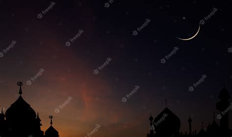 Premium Photo Silhouette Mosques Dome On Dusk Sky In The Evening And