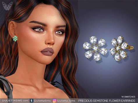 The Sims Resource Precious Gemstone Flower Earrings
