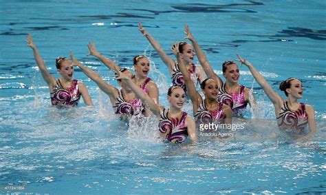 Great Britain Compete In The Synchronised Swimming Teams Final During Synchronized Swimming