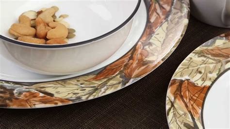 Corelle Woodland Leaves 16 Piece Dinnerware Set Youtube