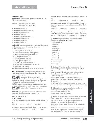 Lección 8 Lab Audio Script Lab Audio Script Contextos