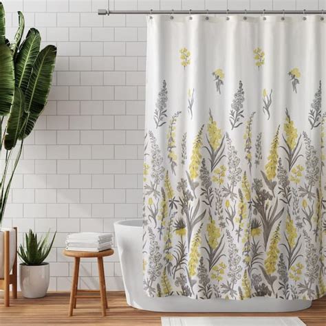Zenna Home 70 In X 72 In Yellow And Grey Snapdragon Floral Fabric