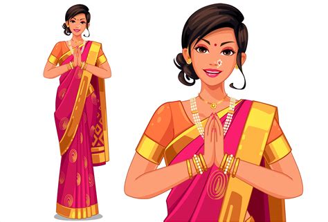 Woman In Traditional Indian Clothing 1265644 Vector Art At Vecteezy