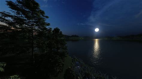 Royalty Free Night At The Lake Full Moon 4k60 Fps Youtube