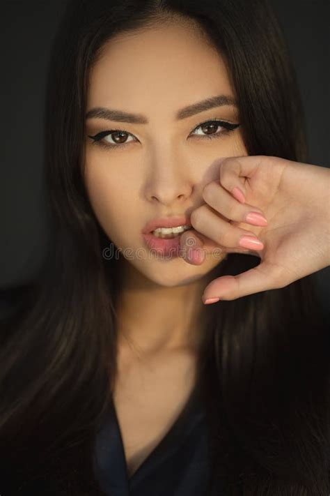 Asian Beauty Woman With Creative Make Up Close Up Portrait Stock