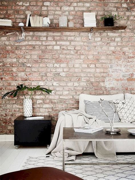 48 Marvelous Shabby Chic Living Room Brick Wall Decoration Ideas