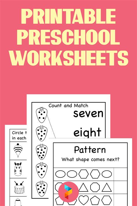 Printable Kids Worksheets For Preschool