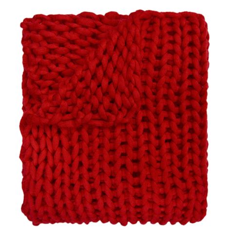 Chunky Knitted Throwblanket Red