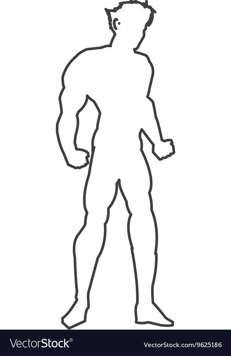 Muscular Man Silhouette Outline Icon Royalty Free Vector