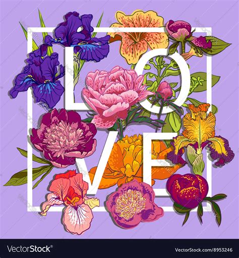 Floral Love Graphic Design Royalty Free Vector Image