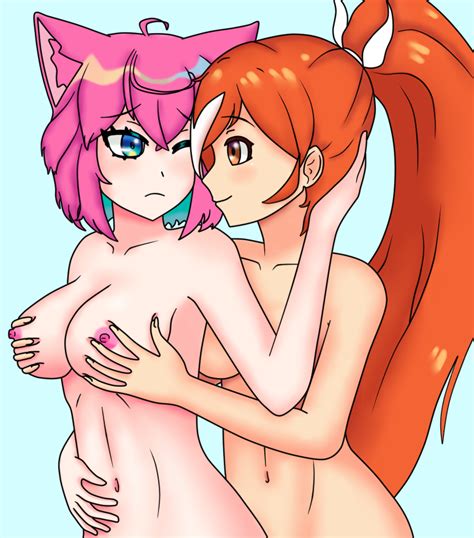 Rule 34 2girls Ale 131 Alternate Version Available Anime Onegai Blue Eyes Breast Grab Cat Girl