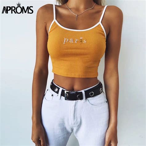 aproms white paris floral embroidery camis women fashion 2018 cool girls basic tank tops sexy