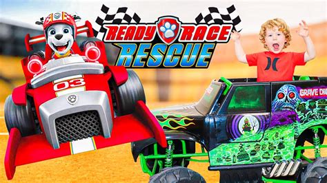 Paw Patrol Race To The Rescue In Monster Trucks Youtube