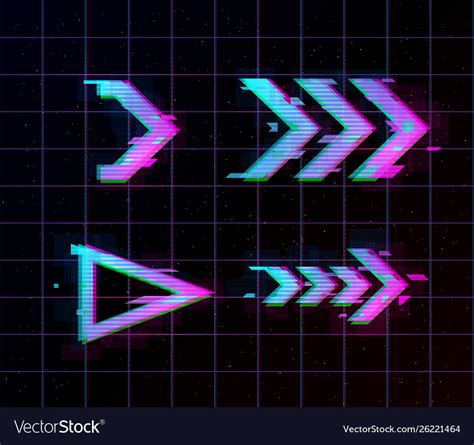 Synthwave Vaporwave Retrowave Glitch Arrows Vector Image