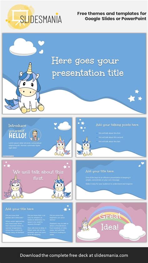 Cute powerpoint templates and google slides themes. Mateo Free Cute Template with Unicorns for Google Slides ...