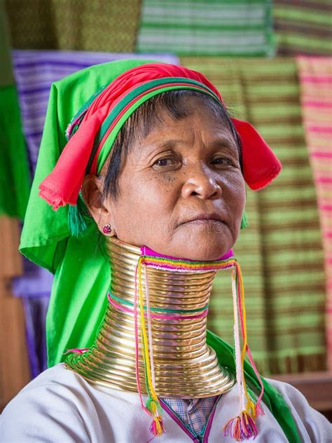 Portrait Padaung Tribe Long Necked Tribe Woman Inle Lake Myanmar