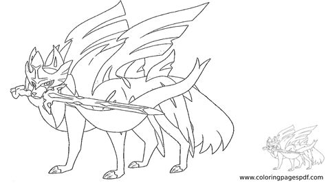 Pokemon Zacian Crowned Coloring Page