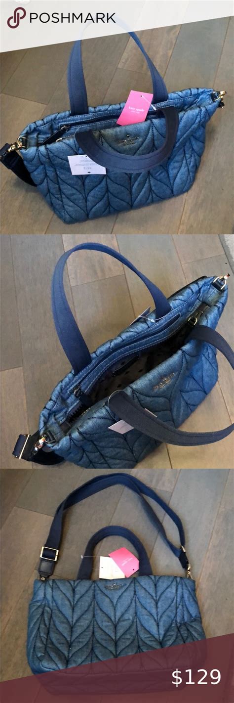 Kate Spade Denim Handbag Wcanvas Straps Nwt Denim Handbags Purses