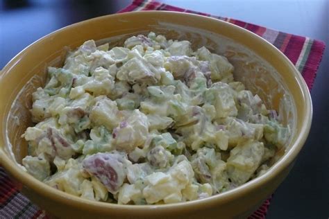 We simmer potatoes whole in salted water when making potato salad. Dinner Time Ideas: The Best Potato Salad EVER
