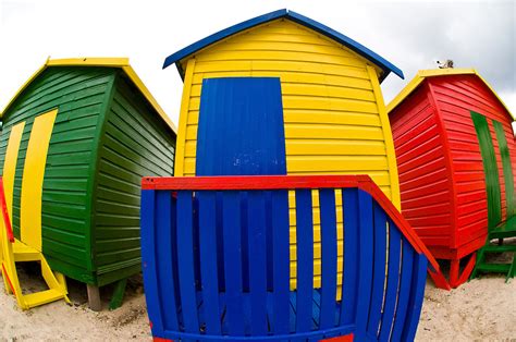 Colorful Beach Huts Muizenberg Beach False Bay Near Cape Town