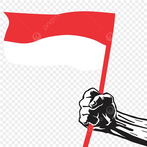Indonesia Flag Clipart Vector Tangan Memegang Bendera