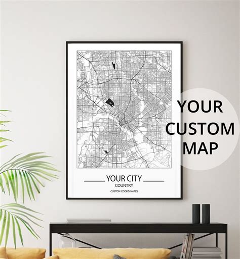 Custom City Map Map Poster Map Print Custom Map Poster Etsy